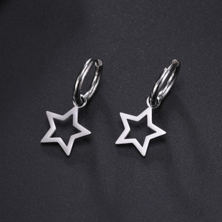 Bông tai pentagram thu hút cho nữ, thép titan, phụ kiện thời trang