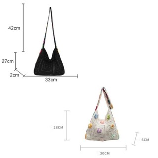 Túi đeo vai nữ MEGOCE, Túi đeo chéo công suất lớn cổ điển, Túi xách dệt kim Boho rỗng nhiều màu