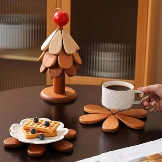 Asdfger Cây Gỗ Trivet, Bộ Coaster Cốc Cách Nhiệt Có Thể Gập Lại, Bộ 3 Bàn Trang Trí Nồi Nóng Màu Đen Cho Nhà Bếp Gia Đình