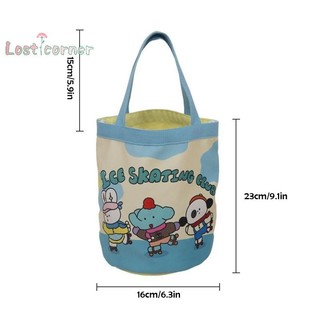 [Lostcorner] Túi xô vải thông thường Tote Túi xách nữ in hoạt hình Túi ăn trưa Túi mua sắm Túi đi học [Mới]