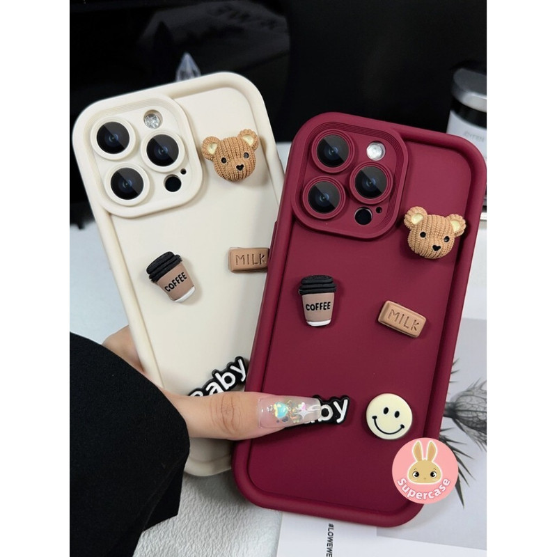 Ốp Điện Thoại Gấu Cười Dễ Thương Cho Redmi 15 15C 15R Note 15 14 14S Pro Plus Turbo 4 3 K80 Pro Ultra A5 5G 4G Vỏ Mềm 3D Cà Phê Vỏ Điện Thoại Chống Sốc