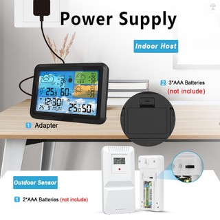 Hilivn) Trạm không dây Wi-Fi 5,3 inch, nhiệt kế trong/ngoài nhà kèm cảm biến, điều khiển ứng dụng TUYA, dự báo 3 ngày, áp suất, giai đoạn mặt trăng, thời gian mạng, UV