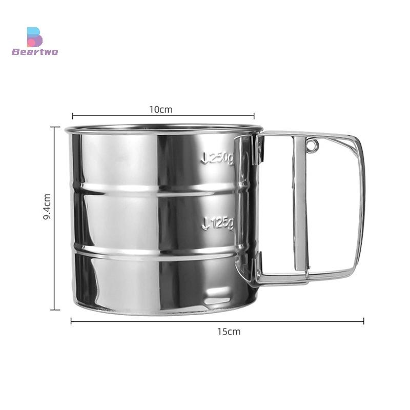 < Beartwo > Bộ lọc thực phẩm làm bánh Bột thép không gỉ di động Sàng tái sử dụng cho bột Cốc lắc Dụng cụ làm bánh nhà bếp Đẹp