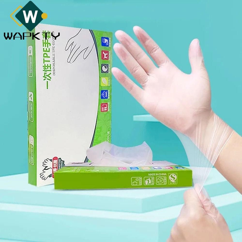 Wapkty 100 Chiếc Găng Tay Dùng Một Lần, Găng Tay Vệ Sinh Cấp Thực Phẩm Trong Suốt, Hộ Gia Đình Axit TPE An Toàn Làm Việc Găng Tay Cao Su Không Trơn Trượt