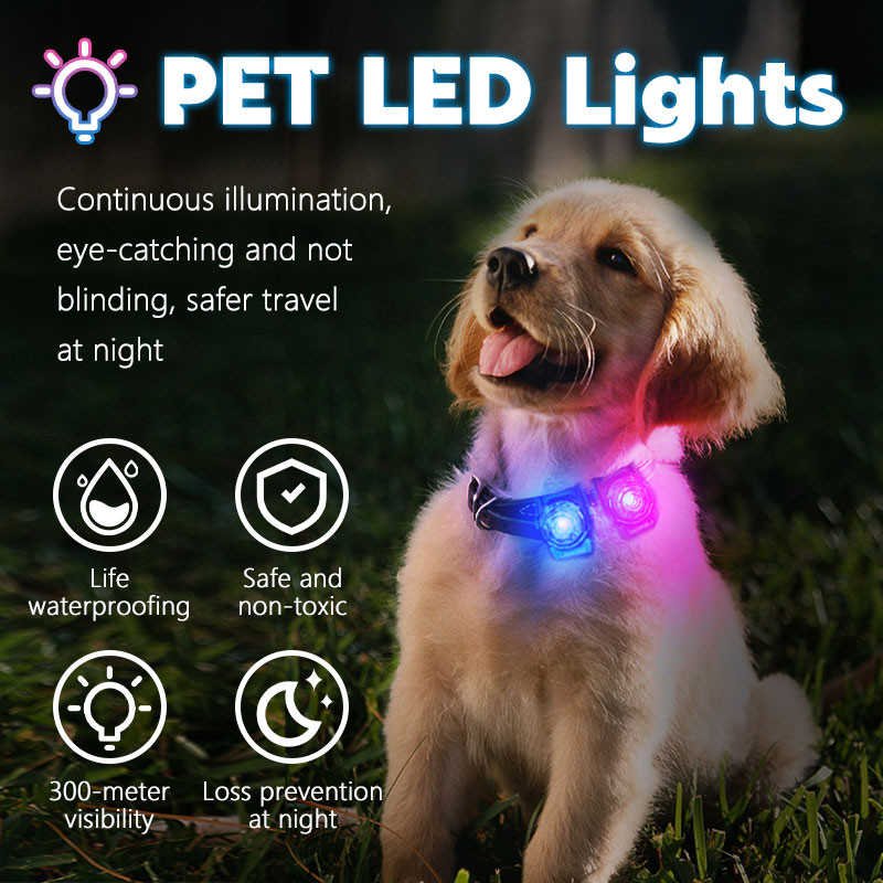 HamshMoc Pet Đèn LED Chống Mất Chống Nước Chó Dạ Quang Mặt Dây Sạc USB Với 3 Chế Độ Cho Chó Cổ Dây Xích Phụ Kiện