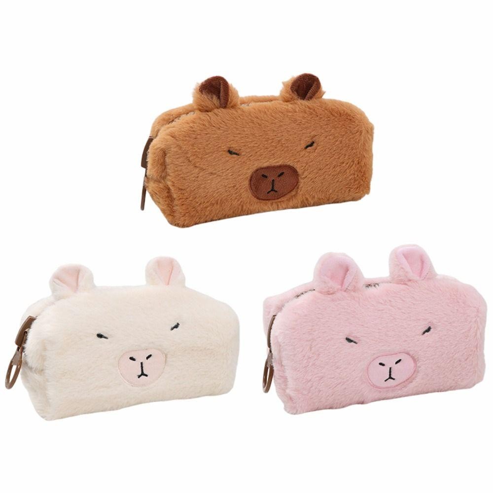 Túi Đựng Bút THFENG, Bút Chì Capybara Sang Trọng, Quà Tặng Di Động Trở Lại Trường Công Suất Lớn Dây Kéo Lớn Văn Phòng Phẩm Người Tổ Chức Sinh Viên