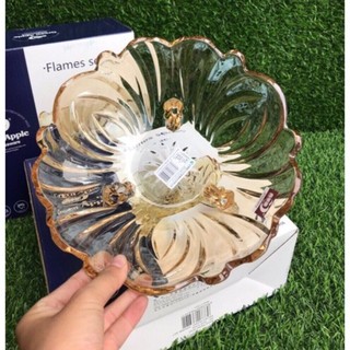 Đĩa thả hoa, đĩa để hoa quả 3 chân thủy tinh pha lê 23cm