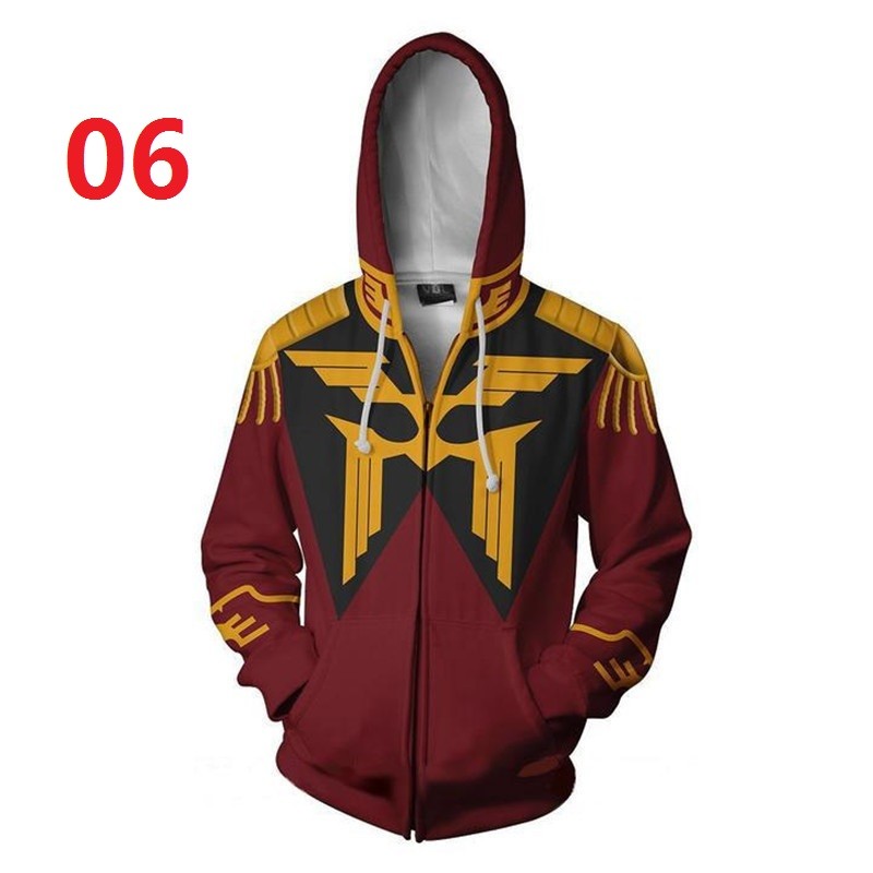Áo Hoodie dây kéo GUNDAM Áo khoác in 3D Áo len thời trang