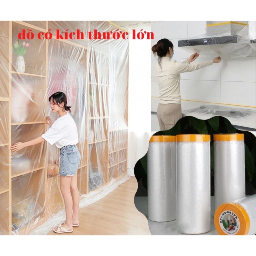 Nilon che bụi đa năng, bọc hàng, che chắn sơn, che đồ, bảo vệ nội thất, bọc hàng, Có một đầu dán FE123