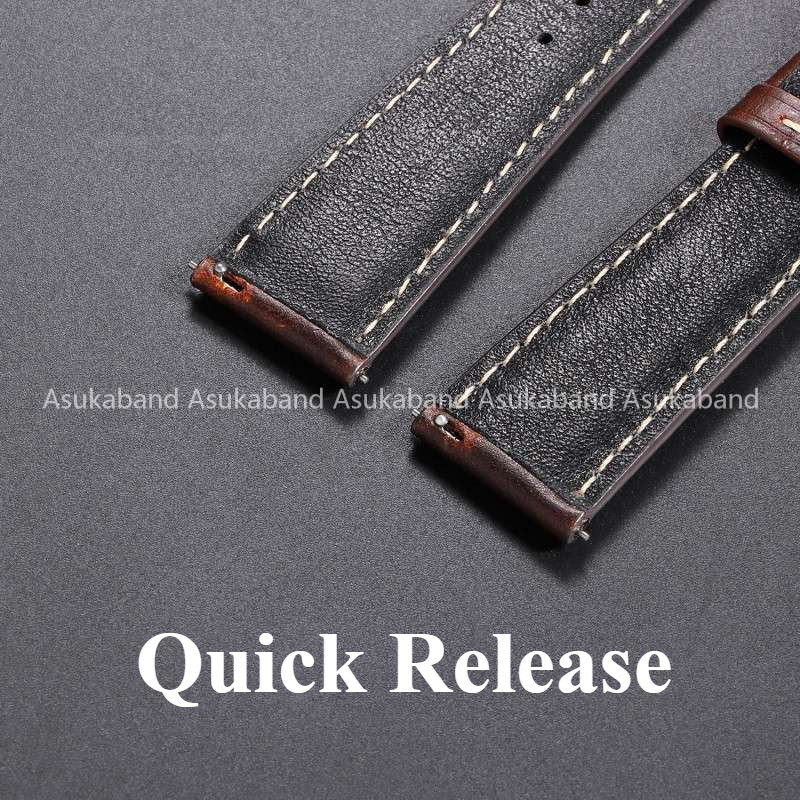 Sáng Bóng Dầu Sáp Da Thật Chính Hãng Dây Đeo Đồng Hồ 18mm 19mm 20mm 21mm 22mm Vintage Da Bò Dây Đồng Hồ Phát Hành Nhanh Dây Đeo Tay Nam Nữ Vòng Tay Màu Đỏ Quà Tặng Năm Mới Mùa Đông