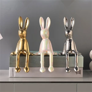 SA Tượng thỏ trang trí thủ công gốm sứ để trang trí đám cưới hoặc sự kiện