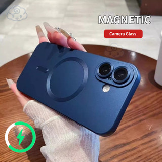 Vỏ Mờ Sang Trọng Cho iPhone 16 15 14 13 12 11 Pro Max Plus Vỏ Camera Từ Tính Bảo Vệ Kính Không Có Vân Tay Mặt Sau
