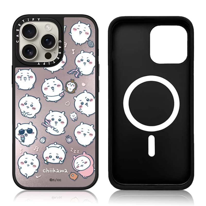 Ốp điện thoại Họa Tiết CASETiFY XChiikawa Medley - Phiên Bản Hồng Hút Từ Tính Đen & Bạc Gương IPhone IPhone 16 15 14 13 12 Pro Max Plus Ốp điện thoại Cứng Có Hộp Khắc logo