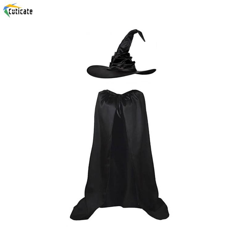 Bộ áo choàng và mũ phù thủy Halloween mềm mại cho các lễ hội biểu diễn sân khấu câu lạc bộ