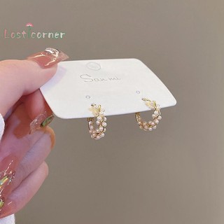 [Lostcorner] 1 Đôi Bông Tai Ngọc Trai Vòng Tròn Tính Khí Đơn Giản Mới Thời Trang Bông Tai Đa Năng Nhỏ Trang Sức Nữ [Mới]