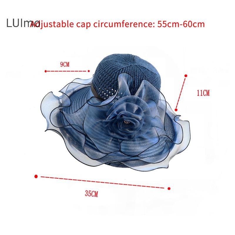 LUImo Mũ chống nắng nữ mùa hè thanh lịch Chất liệu sắp xếp thoáng khí Thiết kế có thể gập lại Mũ trang trí hoa hàng đầu SBS