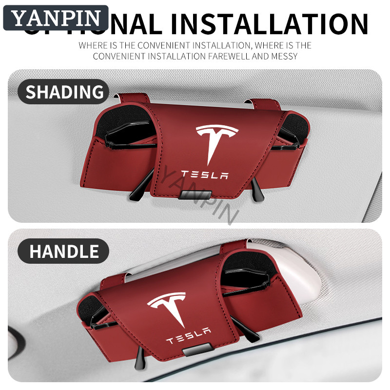 Kẹp kính râm da đa chức năng Tesla