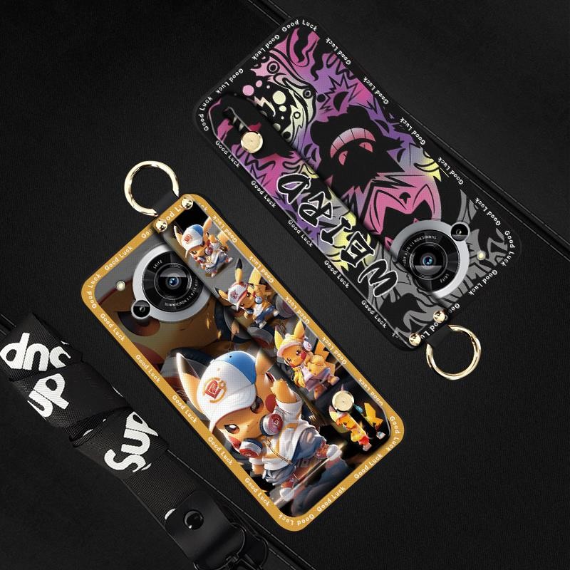 Ốp Lưng Chống Va Đập Ốp lưng Sharp Aquos R7 / SH-52C Bảo Vệ Chống Bụi Thiết Kế Thời Trang Dây Buộc Giá Đỡ Điện Thoại Chân Đế Silicon Vỏ Mềm Dễ Thương Vòng Hoạt Hình Chống Sốc