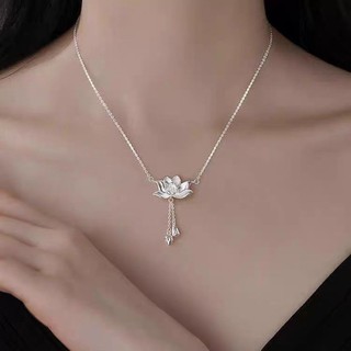 Vòng cổ hoa sen bạc S925 Trang sức thời trang đơn giản Quà tặng nữ