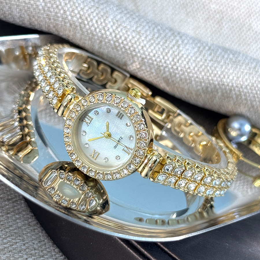 Đồng hồ nữ Full Diamond Compact Đồng hồ thạch anh đá quý tinh tế và sang trọng