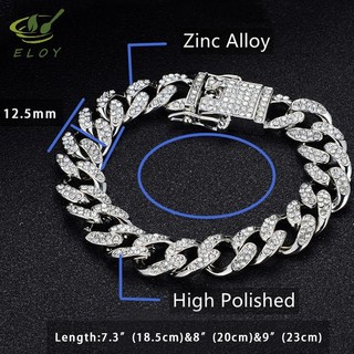 [ELOY] Hip Hop Sáng Bóng Cuba Liên Kết Dây Chuyền Vòng Tay Nam Nữ Kim Cương Giả Dây Chuyền Vòng Tay Punk Dây Đeo Tay Trang Sức Quà Tặng VN