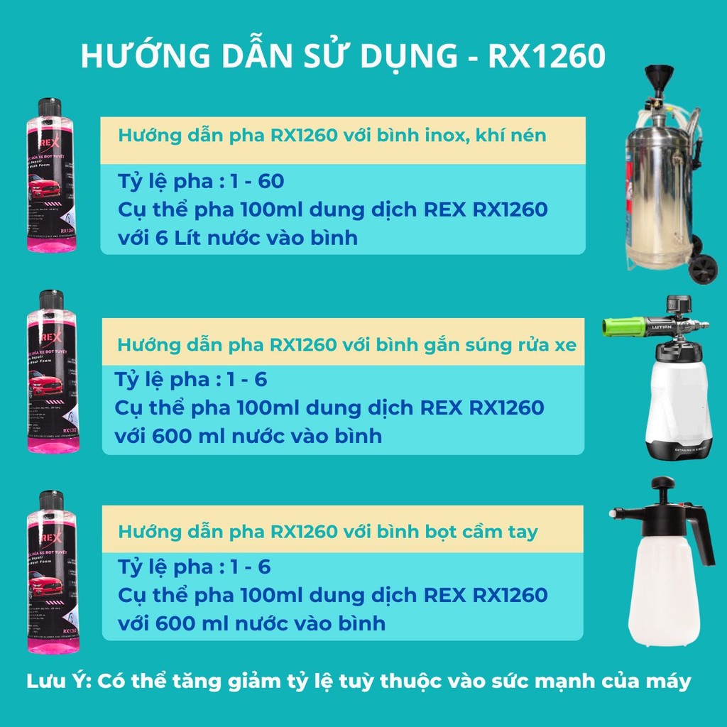 Xà bông rửa xe siêu bọt REX Car Wash Foam RX1260 - LongVu Auto