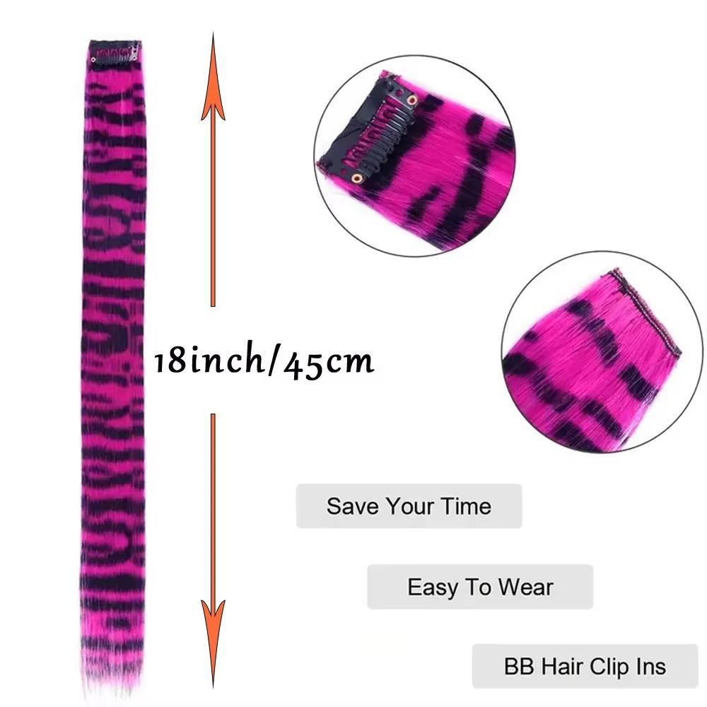 Kẹp MERIGGIARE trong phần mở rộng tóc, Điểm nổi bật tóc tổng hợp in sọc, Giáng sinh đầy màu sắc thẳng 18 inch Bộ tóc giả cho bé gái