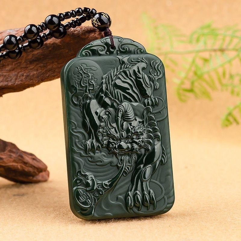Mặt dây chuyền Sapphire tự nhiên Pixiu thương hiệu ngọc bích Dây chuyền áo len