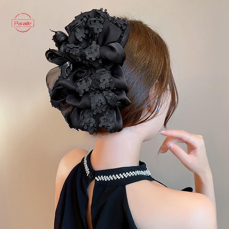 Diễu Hành Sang Trọng Tính Khí Móng Vuốt Lớn Kẹp Nhiều Lớp Nơ Kẹp Tóc Đuôi Ngựa Kẹp Tóc Nữ Phụ Kiện Tóc VN