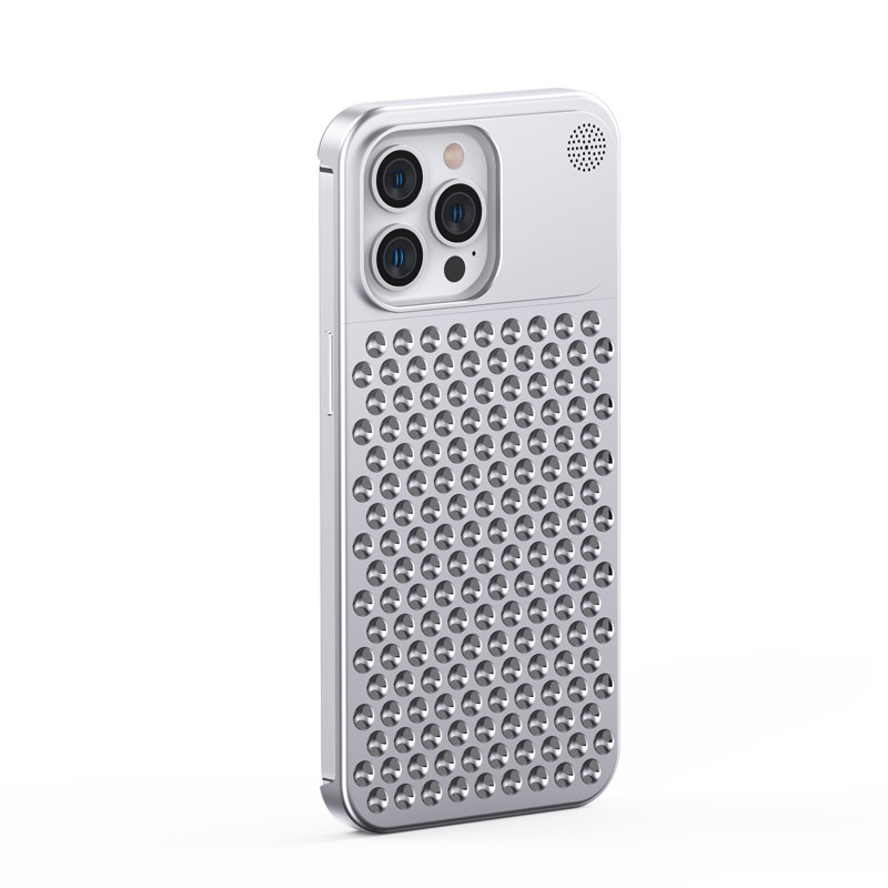 Ốp Điện Thoại Làm Mát Kim Loại Cho iPhone 13 12 14 15 16 17 Pro Max Plus Hương Thơm Không Vành Nhôm Rỗng Tản Nhiệt Vỏ Điện Thoại