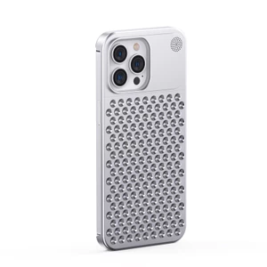 Ốp Điện Thoại Làm Mát Kim Loại Cho iPhone 13 12 14 15 16 17 Pro Max Plus Hương Thơm Không Vành Nhôm Rỗng Tản Nhiệt Vỏ Điện Thoại