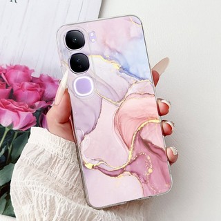 Dành Cho Vivo V40 Lite V2417 Vỏ Đá Cẩm Thạch Sang Trọng Hoa Mềm Silicon Trong Suốt Cho Vivo V40 Lite 4G 5G IDN Y200 Y300 2024 Ốp Lưng