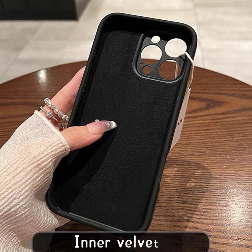 Ốp điện thoại bảo vệ ống kính chính xác bằng silicon lỏng màu đen cho iPhone 17 Pro Max 16 15 14 13 12 11 Pro Max Vỏ chống sốc