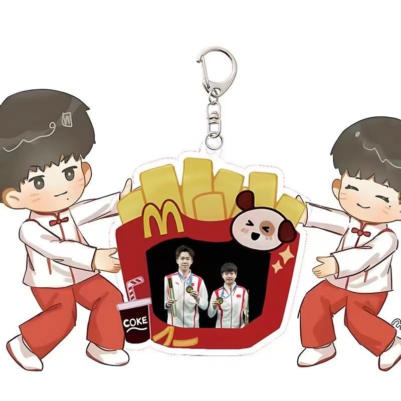 Sun Yingsha Wang Chuqin Acrylic Móc Khóa Mặt Dây Chuyền Bạn Bè Quà Tặng Ping-pong CP Hoạt Hình Quà Tặng Sáng Tạo