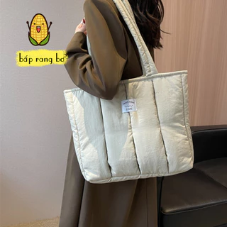 Túi vải phao phom to tote đeo vai nữ phao bông đi học đựng sách học sinh sinh viên unisex nam nữ phối đồ