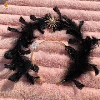 Băng đô thiên thần trắng Halloween Băng đô chống trượt Angel Plume Trang phục băng đô