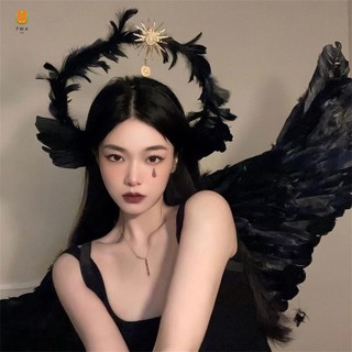 Băng đô thiên thần trắng Halloween Băng đô chống trượt Angel Plume Trang phục băng đô