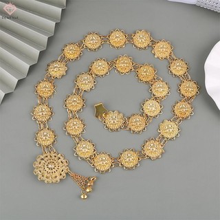 [Pcwkkef] Thắt lưng màu vàng Sarong truyền thống Trang sức cổ điển Khóa thắt lưng Vòng cổ dành cho phụ nữ Trang trí mới