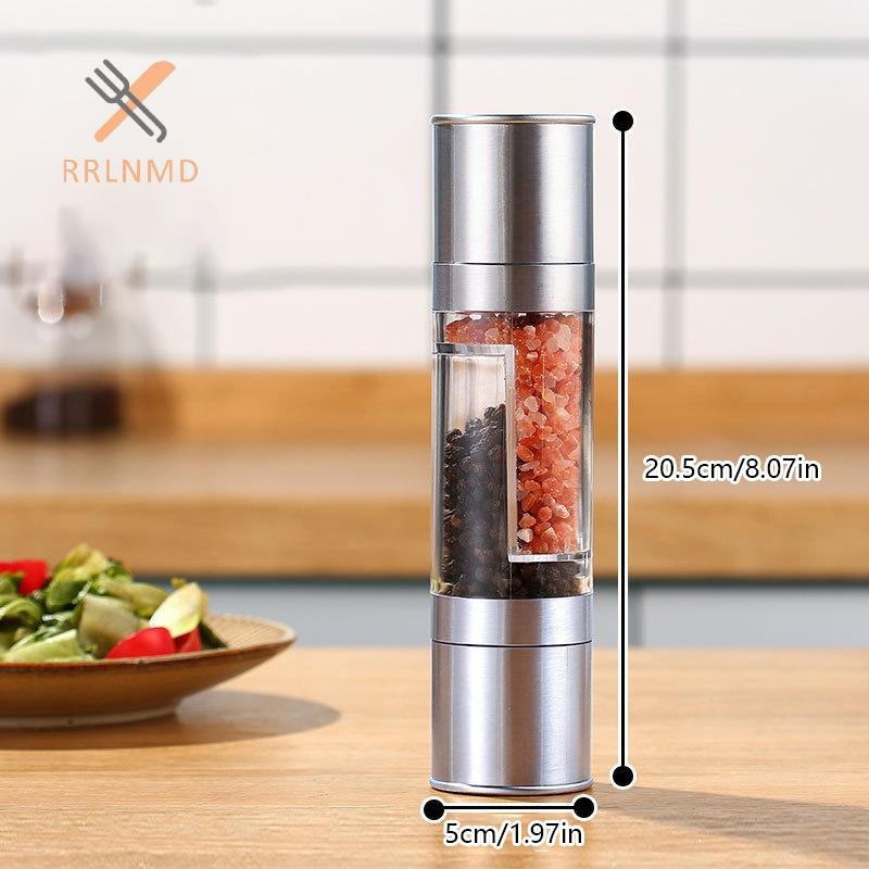Rrlnmd Máy Xay Muối Và Tiêu 2 Trong 1 Bằng Tay Thép Không Gỉ Muối Tiêu Nhà Máy Có Thể Điều Chỉnh Gốm Mài Gia Vị Nhà Bếp Dụng Cụ MỚI