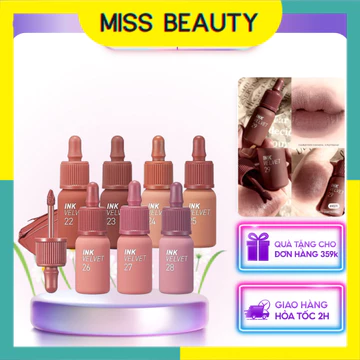 (Bill Hàn - New) Son Môi Peripera Ink Velvet Nude Siêu Lì Bám Màu Cực Tốt