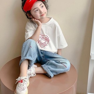 AT9-M-Áo thun cộc tay Form rộng hình Trái tim cho bé gái  -size từ 9-40Kg