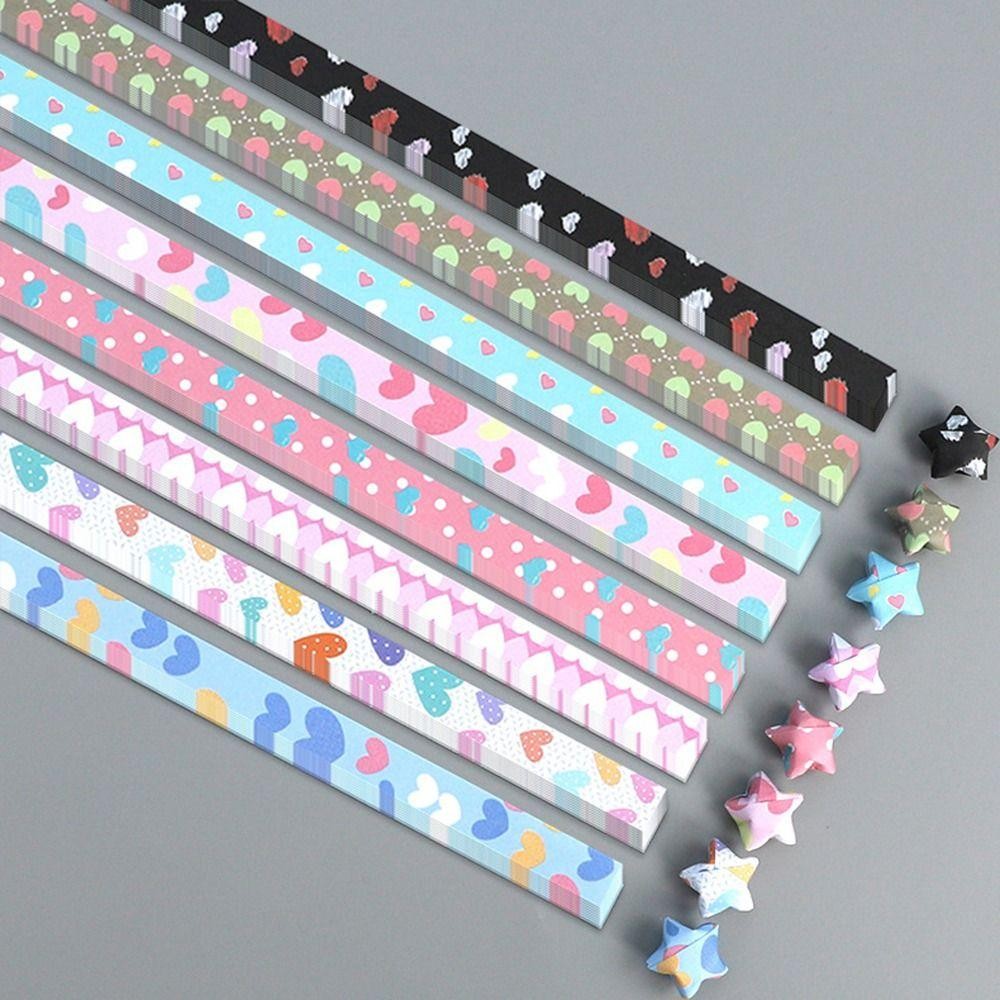 GETVOW 520 Tờ Giấy Ngôi Sao Dải, Nghệ Thuật Thủ Công Thêu Sò Ngôi Sao Origami Giấy, Hoạt Hình DIY Nhiều Màu Sắc Gấp Ngôi Sao Trang Trí Nhà Cửa