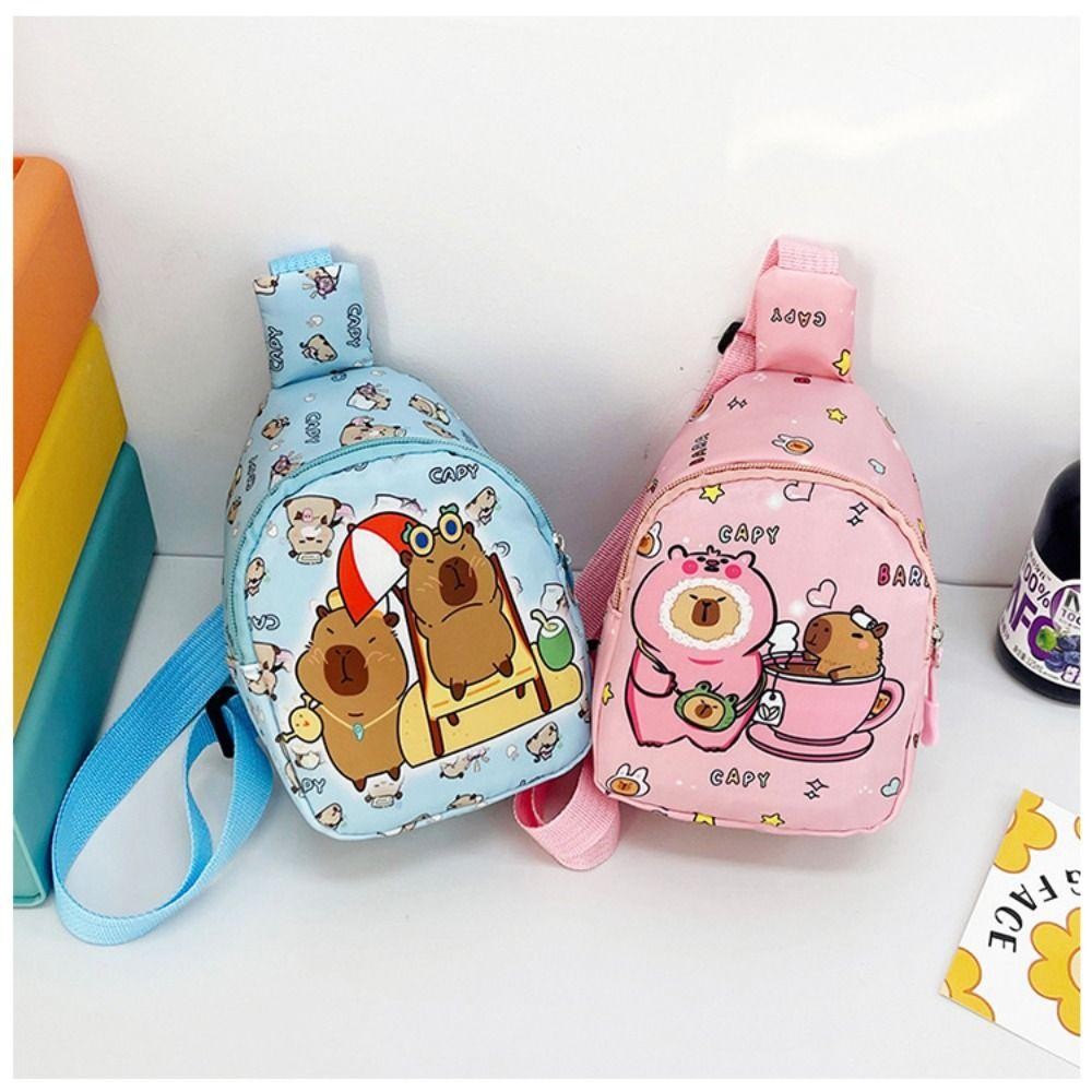 Túi đeo vai NEATNOOK, Túi ngực nhẹ Capybara, Ví đựng tiền xu Nylon hình động vật hoạt hình cho trẻ em
