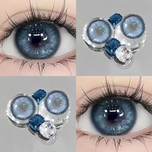 （-0°-6.00°）🌈ZM 🌈/Set 2 Kính Áp Tròng Màu tím/đen/xám thời trang contact lens hợp lệ 6 tháng YX115