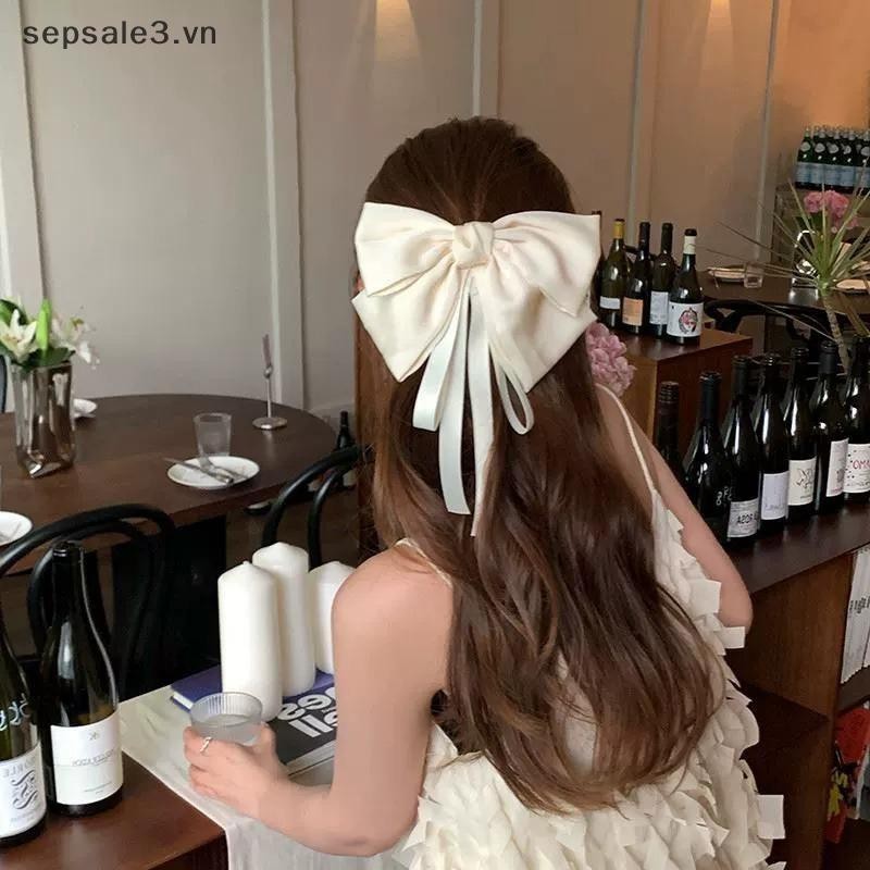 # VN # 1PC Mùa Hè Nơ Lớn Dài Streamer Vịt Hóa Đơn Kẹp Trắng Lớn Nơ Sa Kẹp Tóc Thanh Lịch Và Ngọt Ngào Phụ Kiện Tóc.