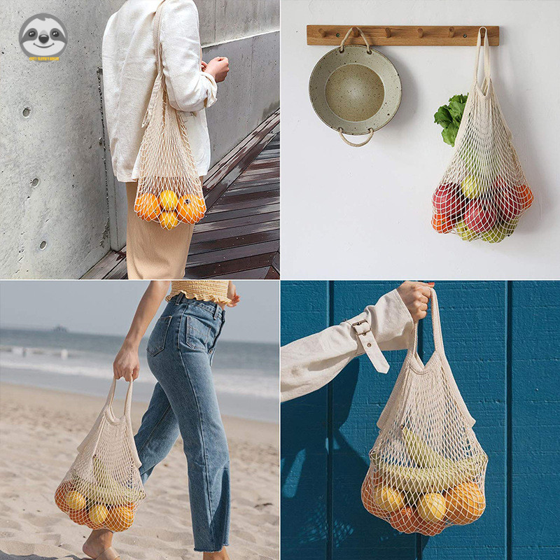 Túi lưới di động cổ điển thời trang / Túi lưới trái cây Cotton 35x40cm / Túi mua sắm thân thiện với môi trường đầy màu sắc / Túi lưới mua sắm siêu thị