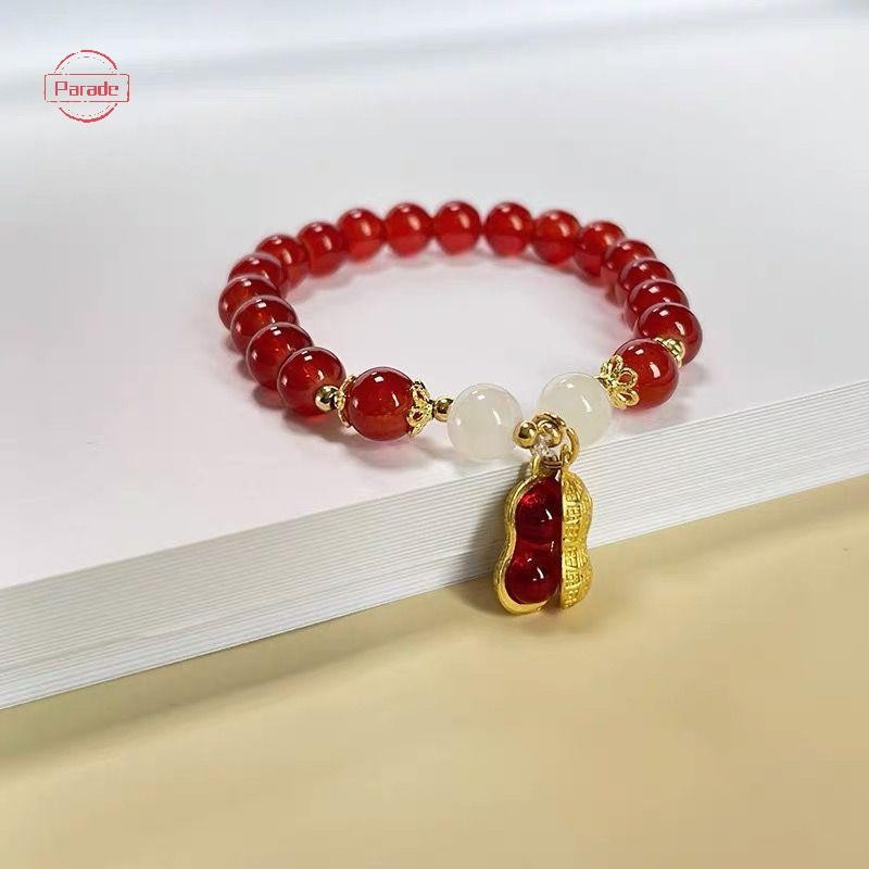 Diễu hành Năm Mới May Mắn Đính Hạt Vòng Tay Thanh Lịch Hạt Đỏ Đậu Phộng Mặt Dây Chuyền Charm Lắc Tay Phong Cách Trung Hoa Trang Sức Cho Nữ Lễ Hội Quà Tặng VN