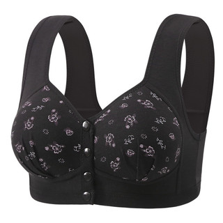 36-48 size phổ biến cỡ lớn bà mẹ trung niên và người già đồ lót cotton nguyên chất thoải mái cho nữ không có vòng thép khóa phía trước in áo vest phong cách áo ngực