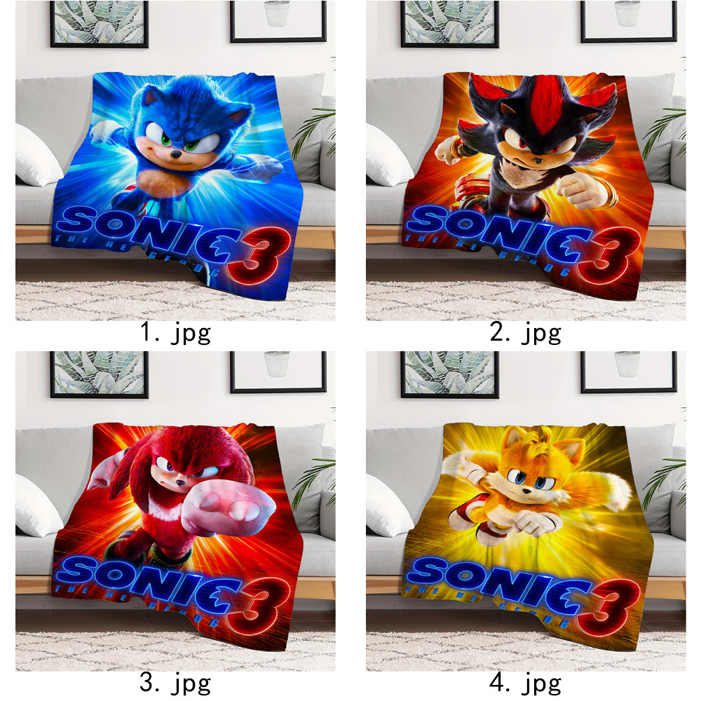 Sonic The Hedgehog 3 Flannel Chăn Một Mặt In Flannel Chăn Điều Hòa Không Khí Chăn