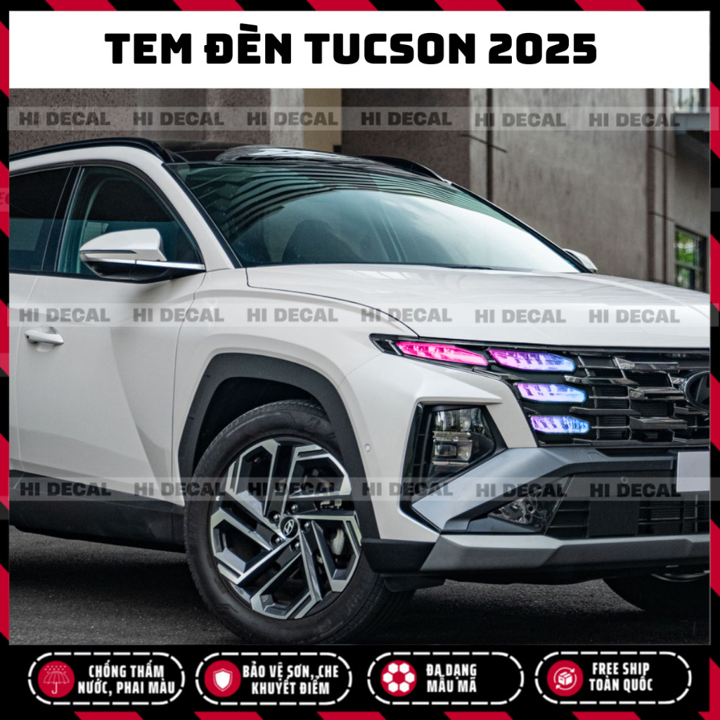 Tucson 2025 Tem dán đèn Tucson 2025 facelift, đổi màu đèn xe mới nhất tem trang trí dán đèn xe chống nước bền màu